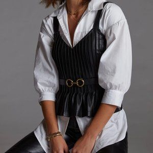 Faux Leather Pintucked Cami